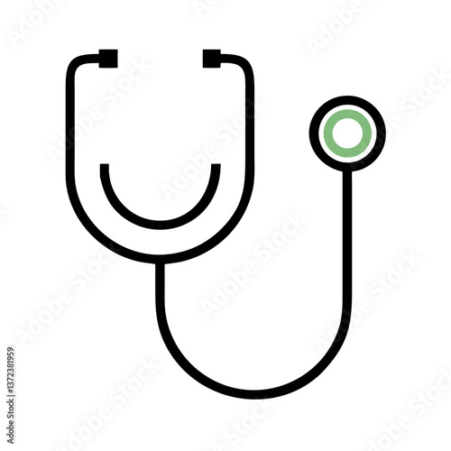Simple medical stethoscope icon with green accent for healthcare design