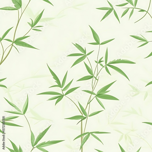 Artistic illustration featuring a repeating pattern of green bamboo plants
