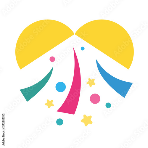 くす玉のアイコン：お祝いとサプライズのベクター素材 - Kusu-dama Icon: Vector Material for Celebration and Surprise