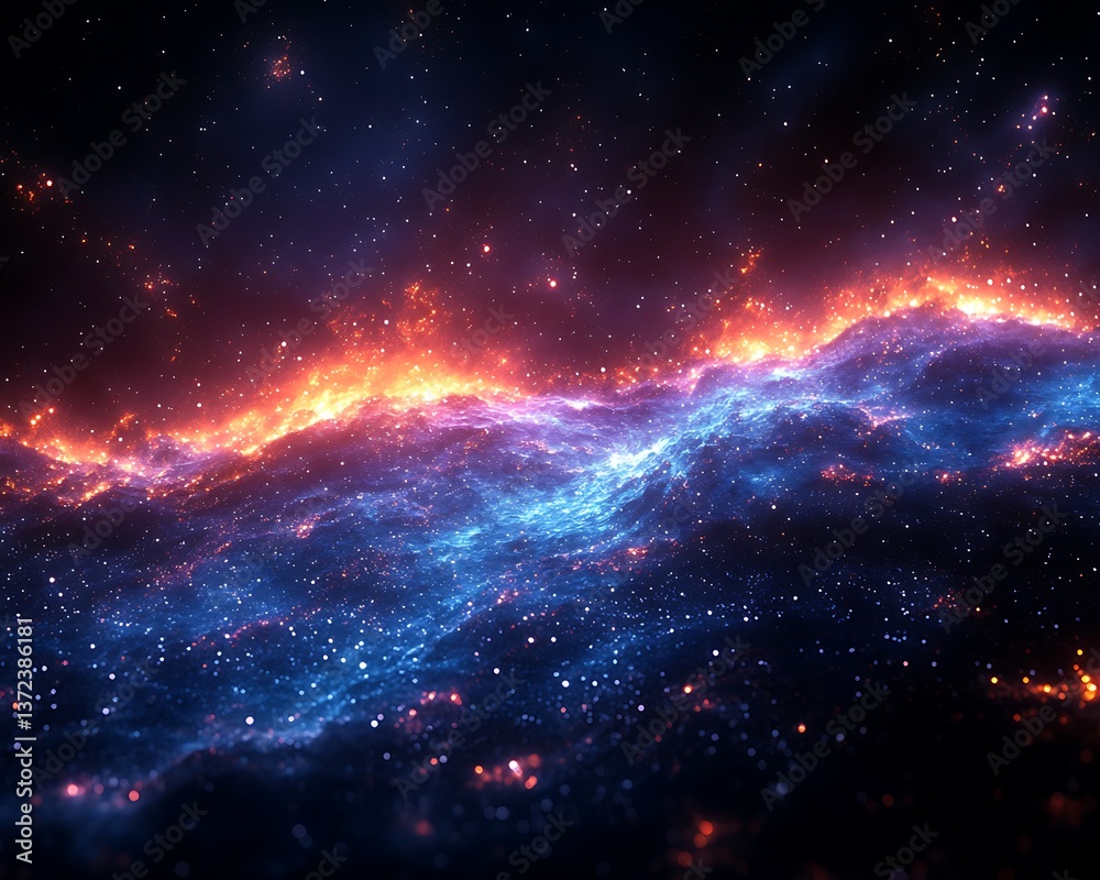 Fototapeta premium Cosmic Nebula with fiery space clouds.