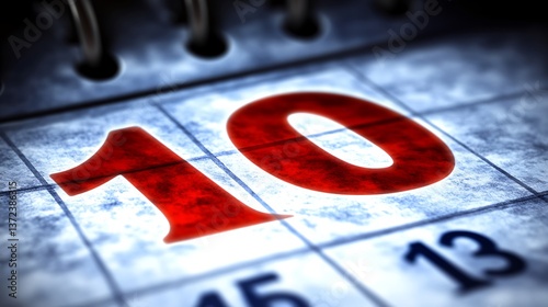 A calendar page highlighting the tenth day of the month