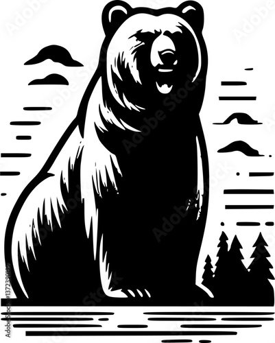grizzly head vector illustration design