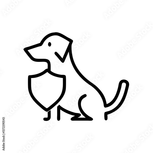 Cute dog illustration with a shield symbolizing protection and loyalty