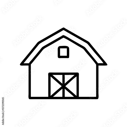 Outline of a barn with minimalistic design on a simple background, rural concept