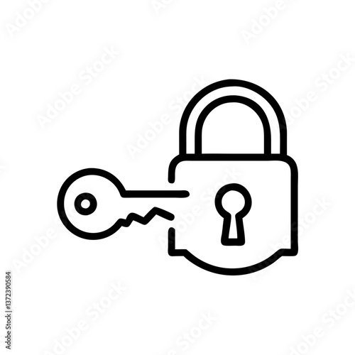 Lock and key symbol representing security and insurance concept, minimalist design