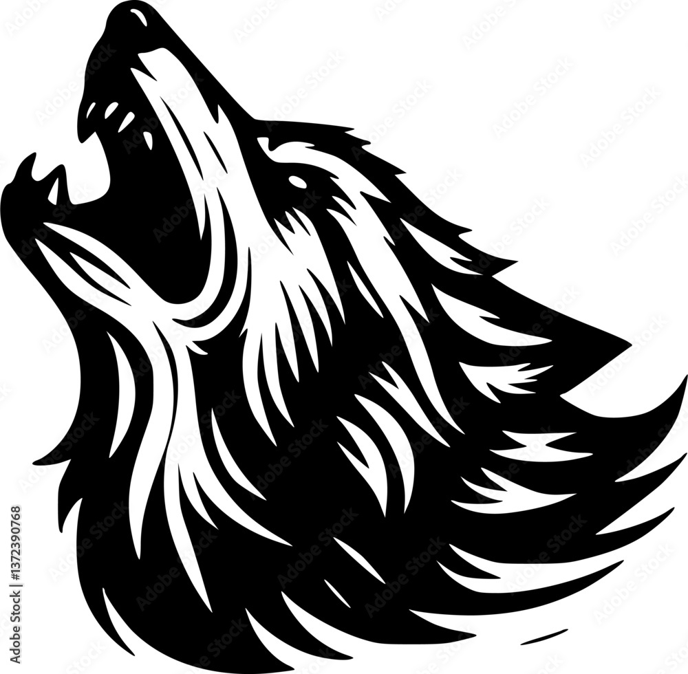 Obraz premium wolf head tattoo vector illustration design