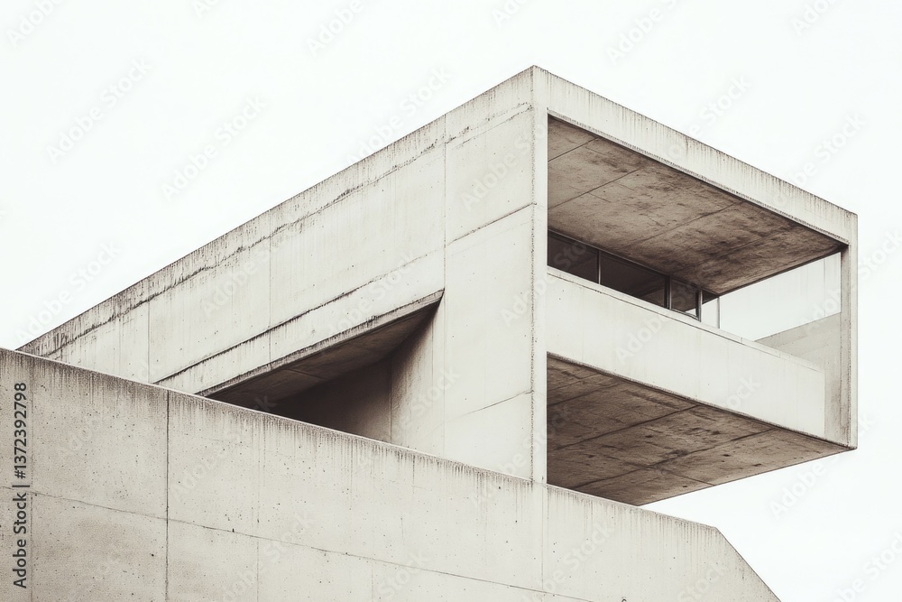 Fototapeta premium A striking white concrete structure exemplifying the bold and raw aesthetics of Brutalist architecture.