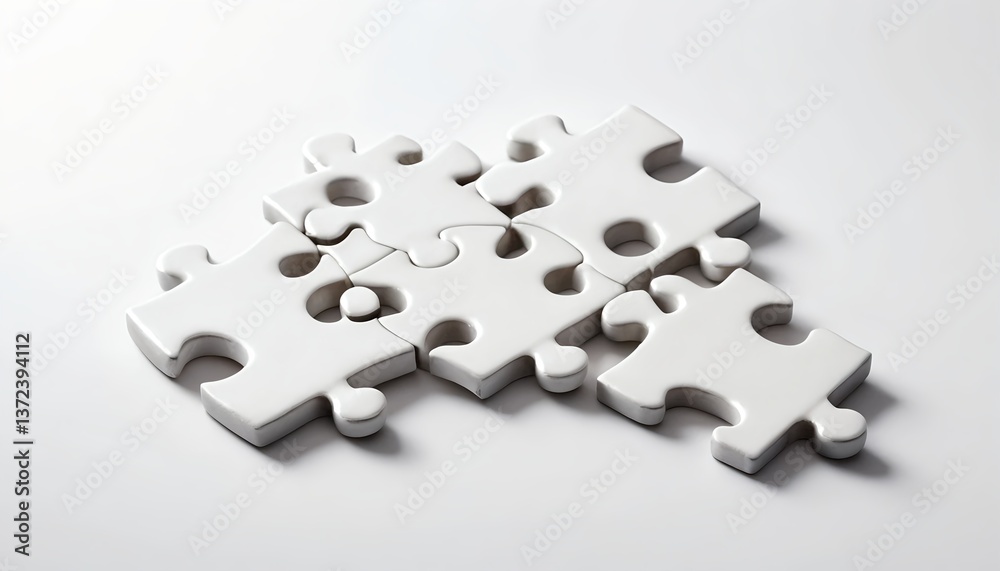 White Jigsaw Puzzle Pieces Interlocking White Jigsaw Puzzle Pieces Interlocking