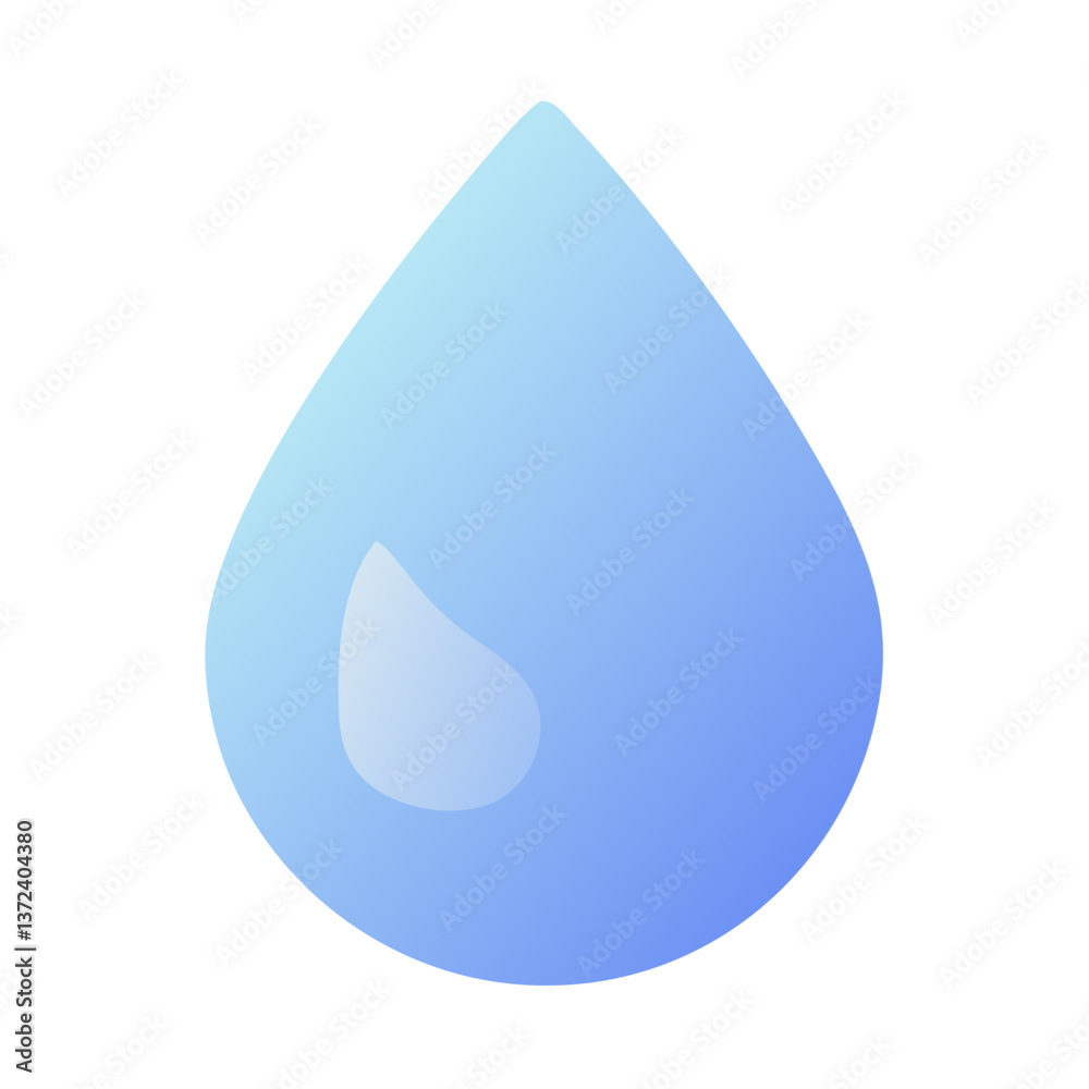 Water drop icon in soft gradient style on a light background Water drop icon in soft gradient style on a light background