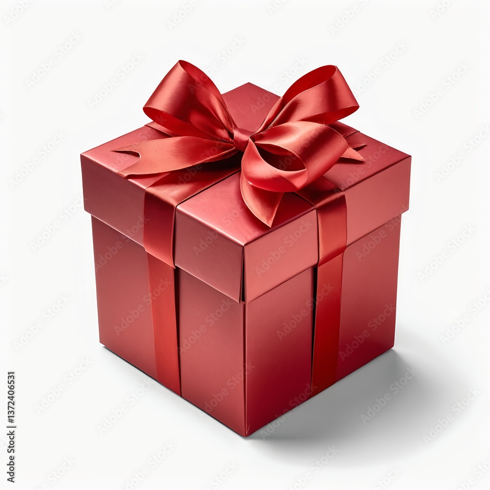 Fototapeta premium Red Gift Box with Red Ribbon Bow