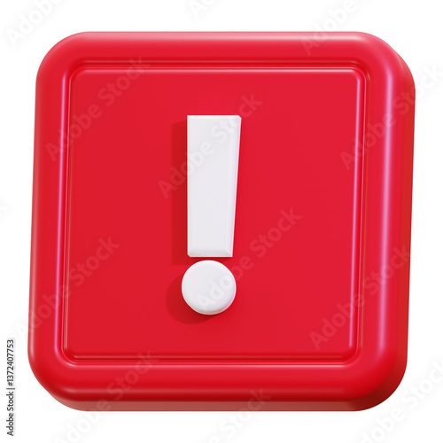 Cautionary red exclamation mark button, suitable for danger and warning concepts. Perfect for alert messages in design layouts for presentations