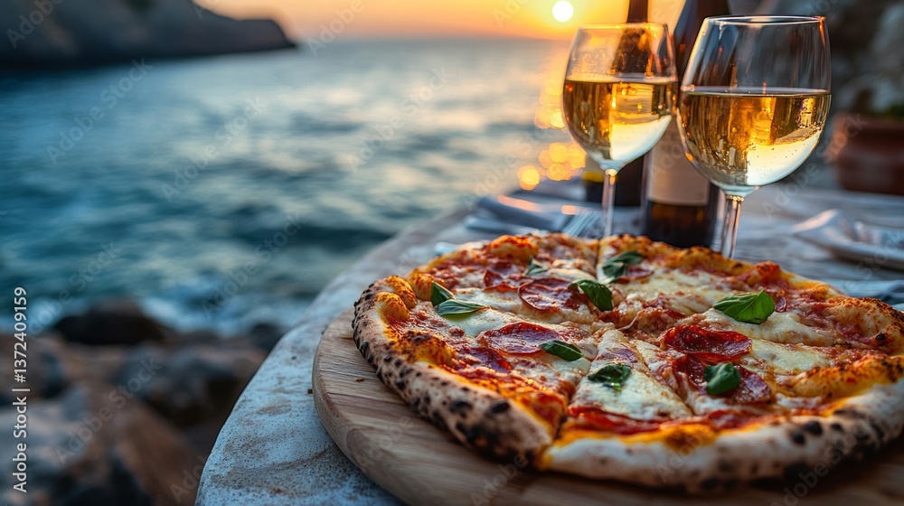 custom made wallpaper toronto digitalSunset Dinner With Pizza And Wine By The Sea. Perfect Summer Night!