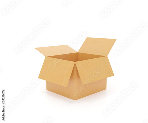 open cardboard box cardboard box, open box, empty box, brown box, shipping box, packaging, storage, moving box, paper box, delivery, box isolated, white background, carton box, mailing box,  3d render