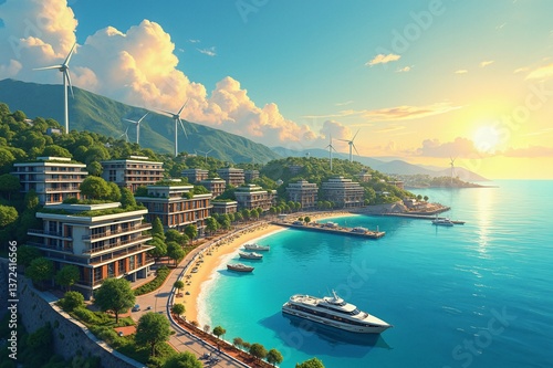 Solarpunk Seaside Resort