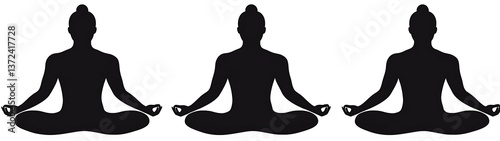 Yoga Meditation Posture Silhouettes photo