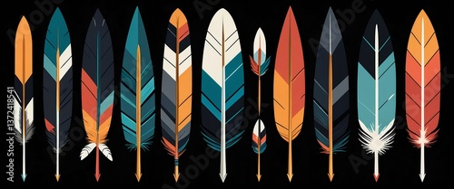 Geometric Native American Feathers