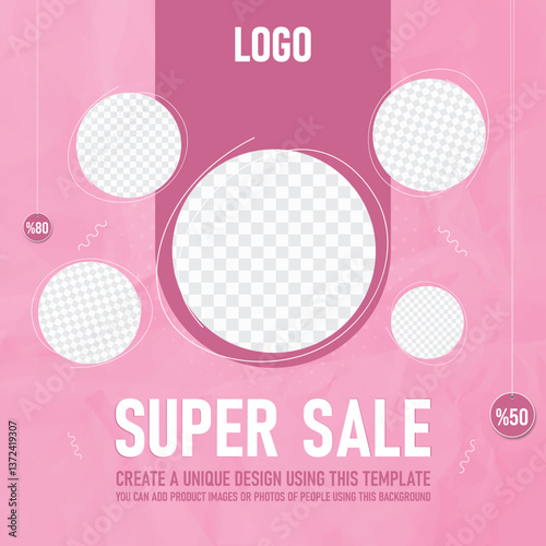 Minimalist Super Sale Template – Social Media Design for Promotions and Online Shopping – Editable Vector with Image Placeholders – Ideal for E-commerce and Marketing Campaigns