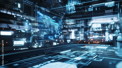A next gen AI powered VR gaming experience, players immersed in a fully interactive virtual world, high-tech gaming arena