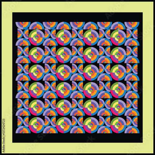 Abstract Geometric Seamless Pattern with Floral and Vintage Elements