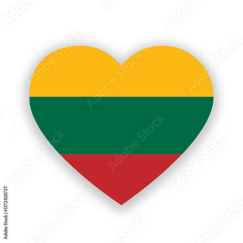 Free Download Lithuania national flag in heart shape isolated on white. Illustration - GFXLoad