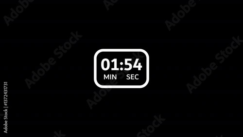 2 minute countdown timer animation seconds on transparent background 120 second countdown timer, Countdown video with alpha channel.