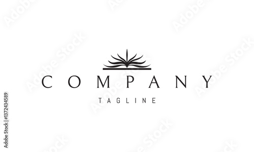 Vector logo with an abstract image of an open book with flower shaped pages.