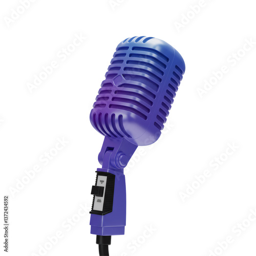Stylized 3D Render of a Purple and Blue Vintage Microphone