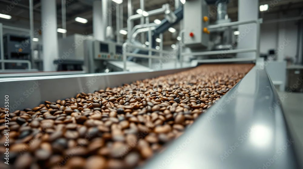 Fototapeta premium Coffee bean production on the factory line
