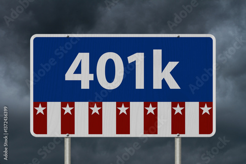 Obraz na płótnie 401k retirement sign with red, white and blue with stars w salonie