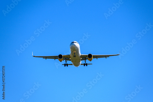 Vueling Landing at BCN airport during a sunny day