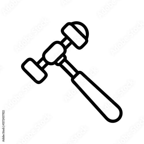 Reflex hammer medical tool in black and white outline