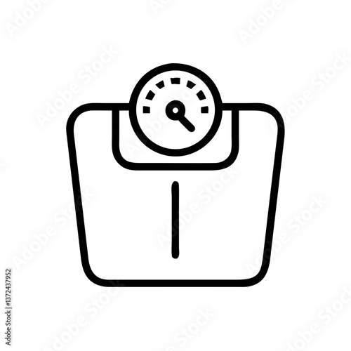 Weight scale icon with measuring dial on a white background