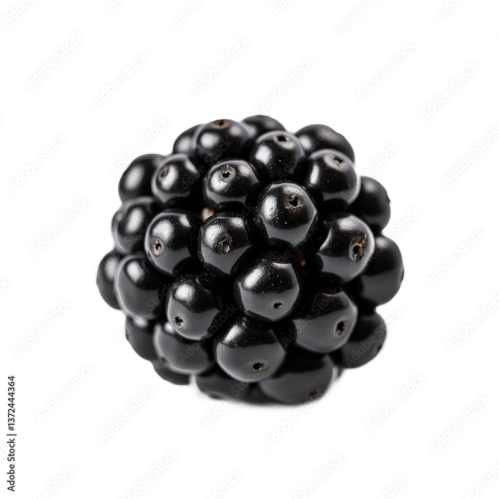 A close-up of a blackberry cluster with a transparent background. A close-up of a blackberry cluster with a transparent background.