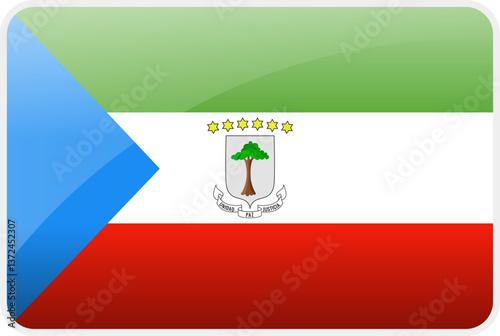 Flag Icon of Equatorial Guinea Country,National Vector Flag Iconic Symbol and Colors of Equatorial Guinea flag.