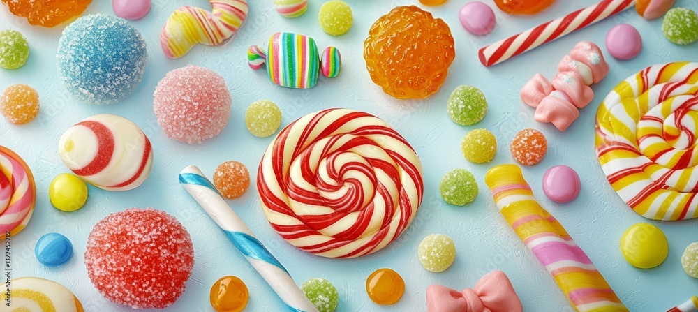 Fototapeta premium Vibrant Illustration of Colorful Sweets and Candies