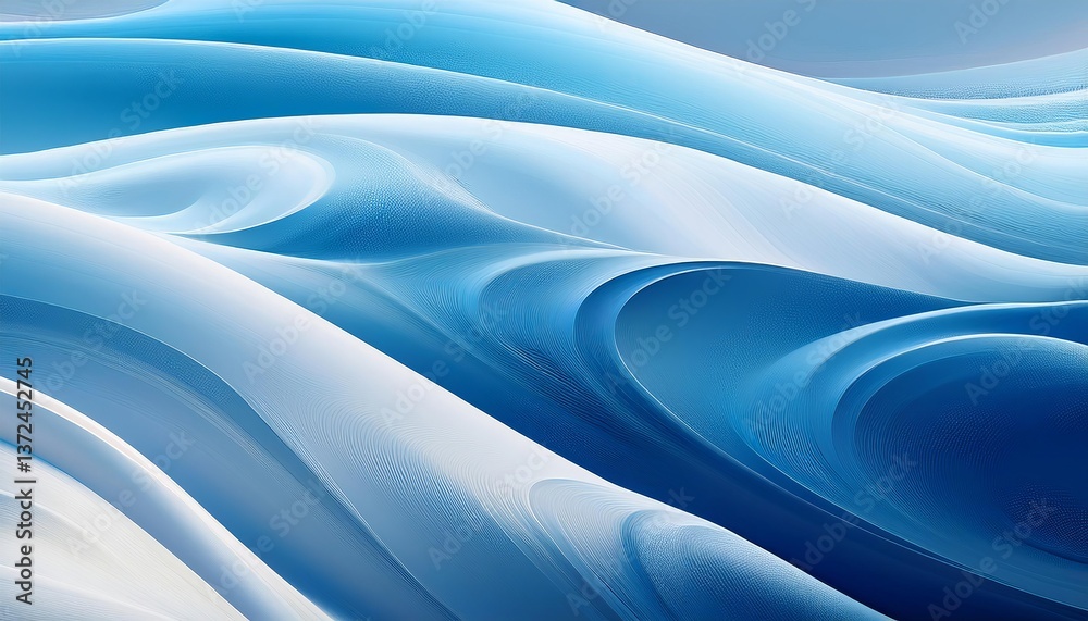 Obraz premium Abstract blue white wavy background flowing smooth lines