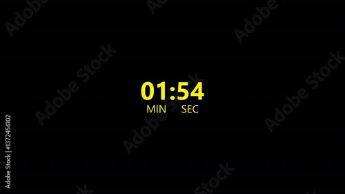 2 minute countdown timer animation seconds on transparent background 120 second countdown timer, Countdown video with alpha channel.