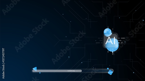 ai generate button bar frame with chip and circuit background. modern glass morphism, trendy, futuristic gradient artificial intelligence shape vector illustration