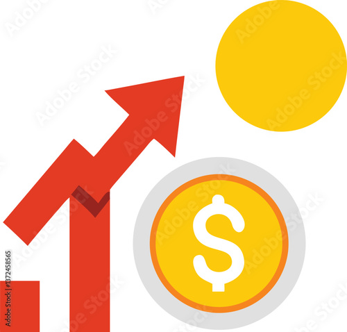 A dollar sign icon with an upward arrow representing a salary increase