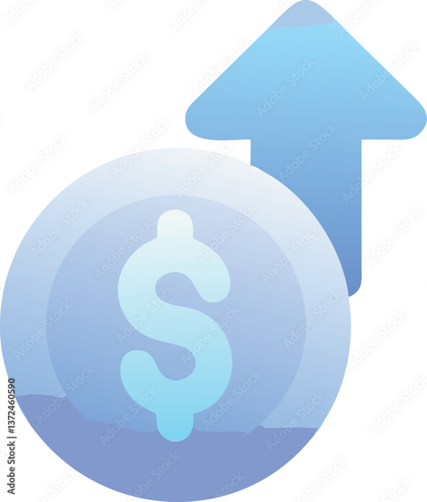 Obraz premium A dollar sign icon with an upward arrow representing a salary increase