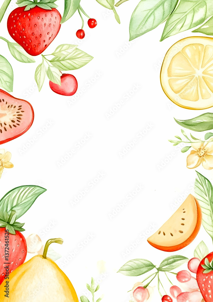 custom made wallpaper toronto digitalA decorative border featuring various fruits and leaves, ideal for a recipe or invitation.