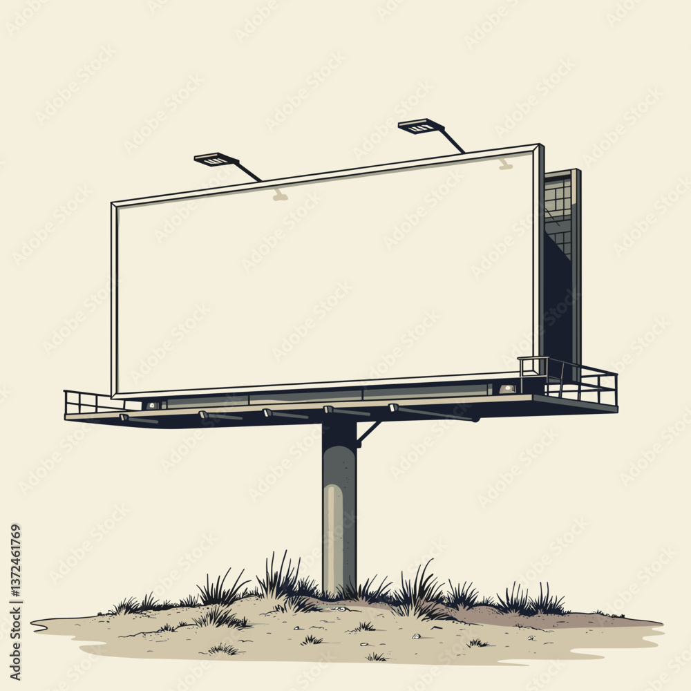 Obraz premium Empty billboard illustration on beige background