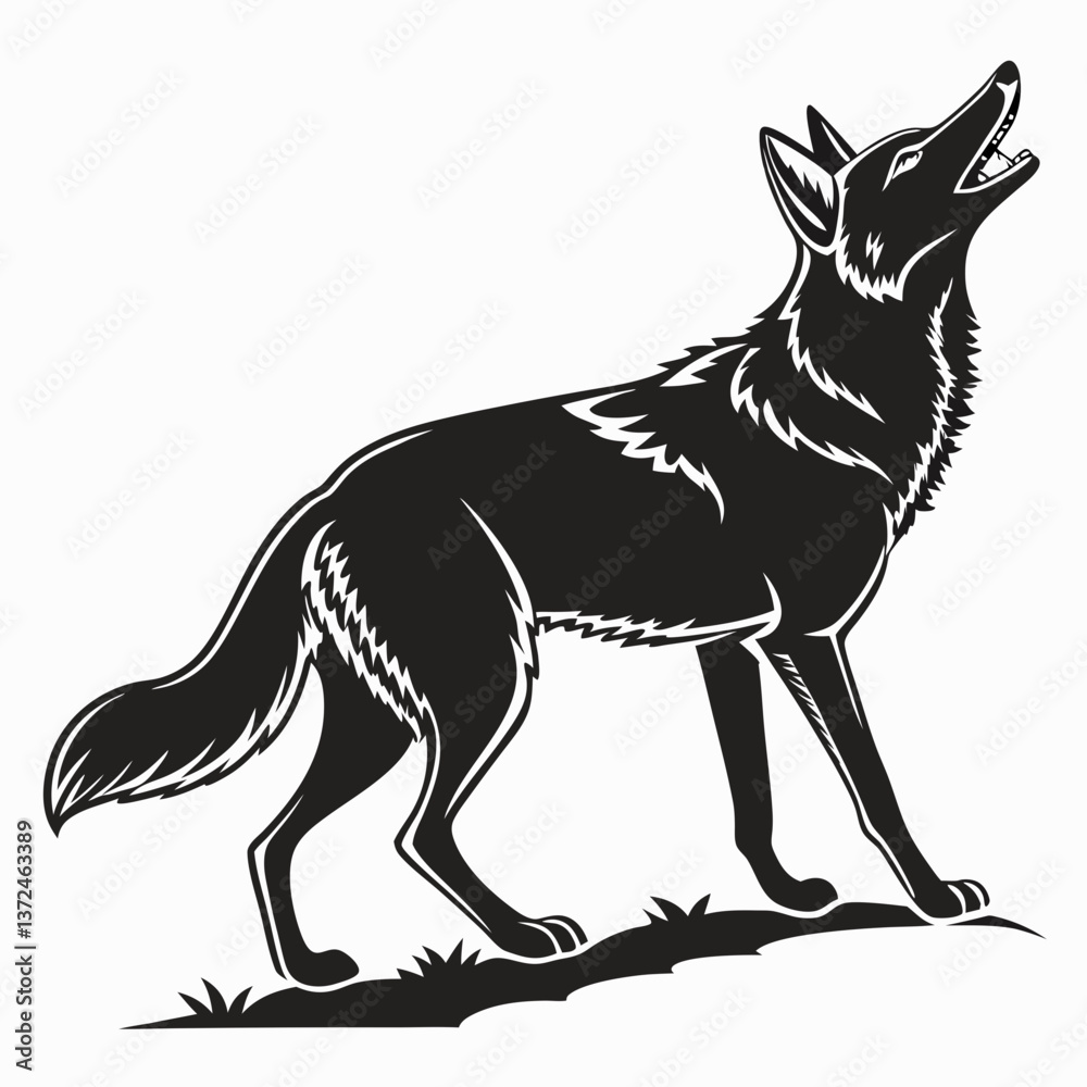 Fototapeta premium coyote silhouette black vector