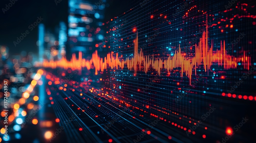 Fototapeta premium Stock market simulation showing AI-driven investment options for long-term growth