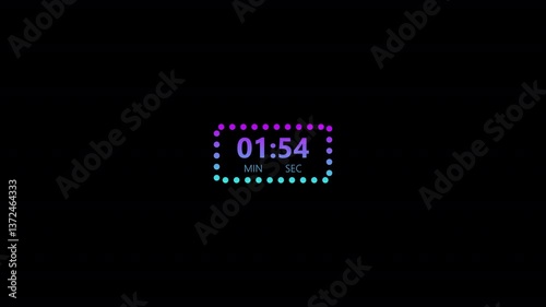 2 minute countdown timer animation seconds on transparent background 120 second countdown timer, Countdown video with alpha channel.
