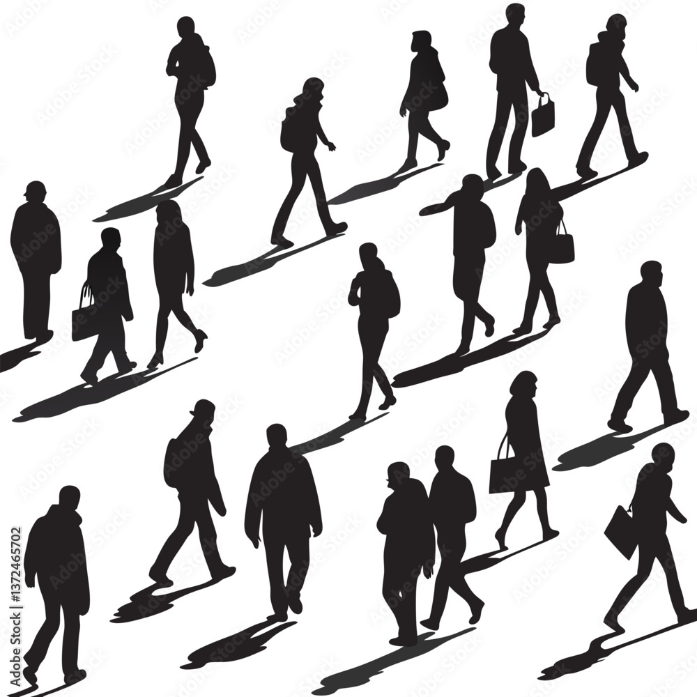 Naklejka premium people silhouette set illustration white background.