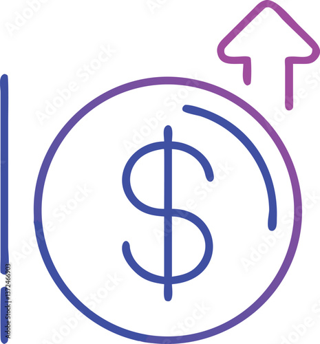 A dollar sign icon with an upward arrow representing a salary increase