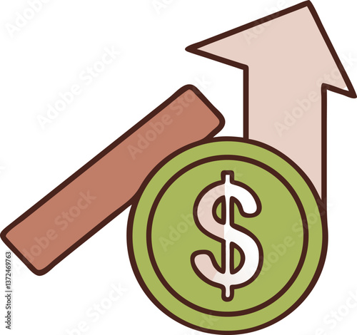 A dollar sign icon with an upward arrow representing a salary increase