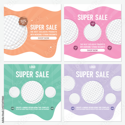 Digital Marketing Post Bundle – 4 professional templates optimized for product launches, discount offers, and e-commerce deals. Fully editable and compatible with major platforms