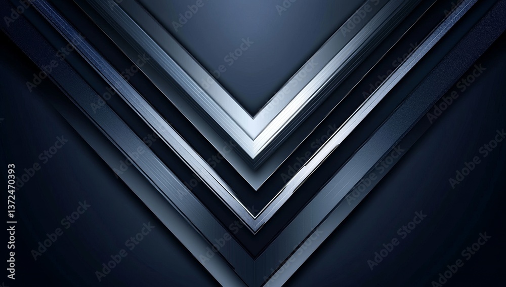 Obraz premium Dark, metallic, layered V-shaped abstract design